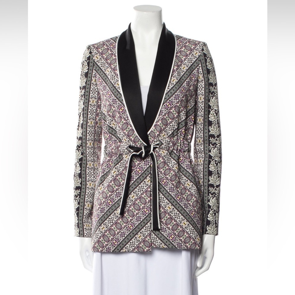 Alice and Olivia Lincoln Art Deco Drawstring Long Blazer Jacket M suit separates - Picture 4 of 6